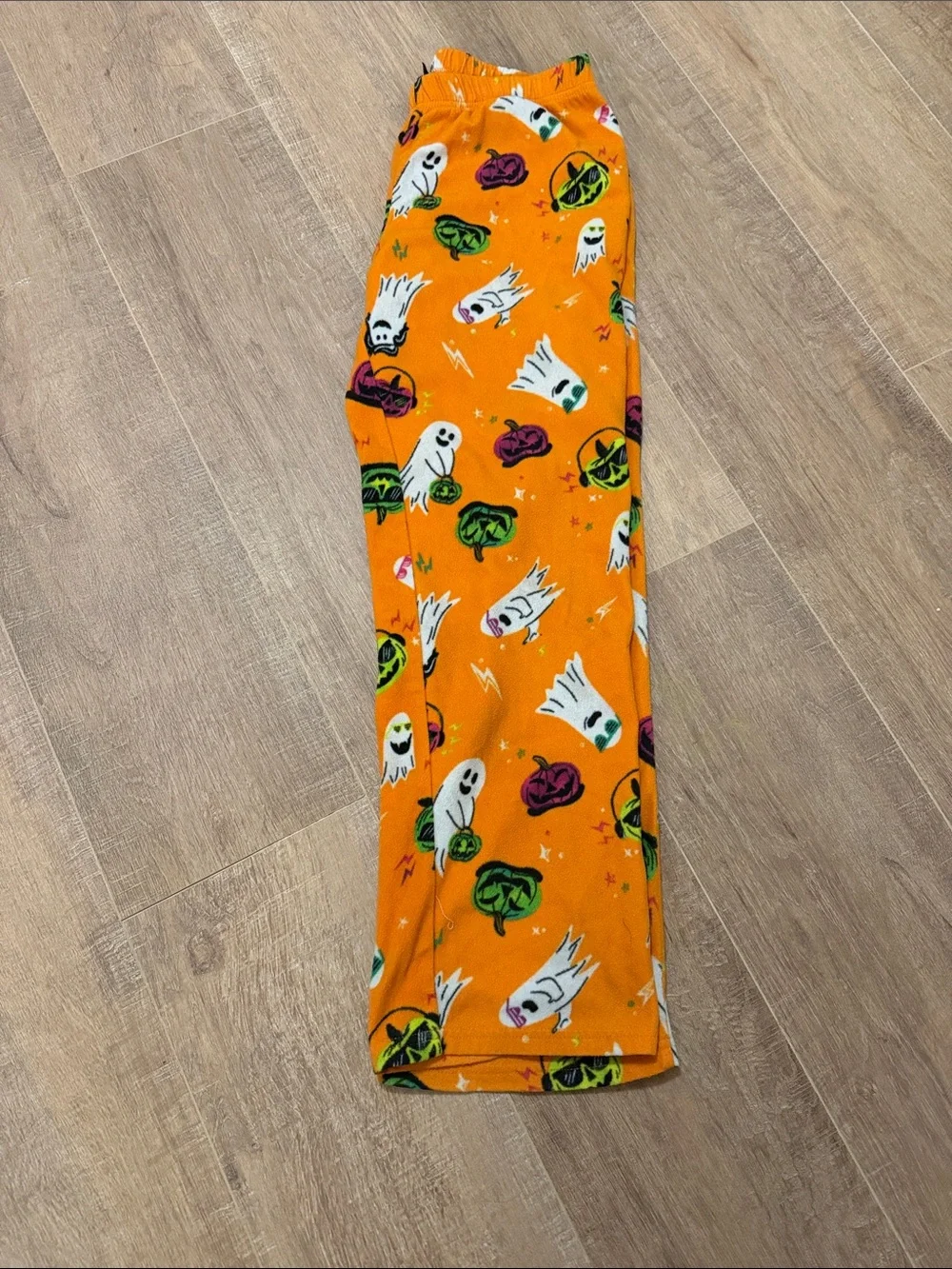 Kids Orange Halloween Ghost Print Pajama Bottoms